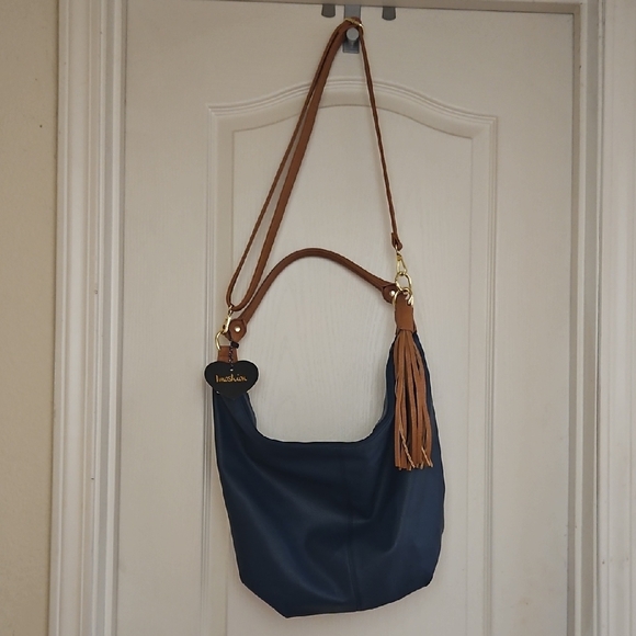 Imoshion Handbags - Imoshion Blue and Brown Hobo Bag